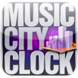 【音楽都市時計】曲のアートワークが仮想都市の大型ディスプレイに映し出される音楽プレイヤー。