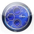 【D時計 クロノグラフ BLUE】デジタル時計とアナログ時計が融合したアプリ。アラームやタイマー、ストップウォッチも。